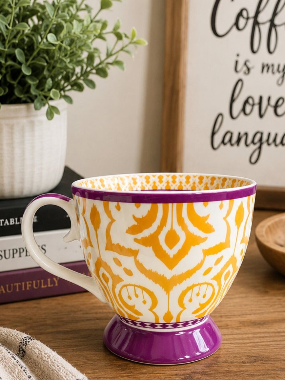 Coffee Mug Ceramic Hand-Painted Mug,4” Ceramic Vintage Breakfast Cup Coffee Mug